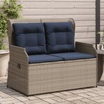 vidaXL Banc inclinable de jardin avec coussins gris résine tressée