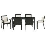 vidaXL Ensemble de salle à manger pour jardin 7 Pièces Noir Poly rotin