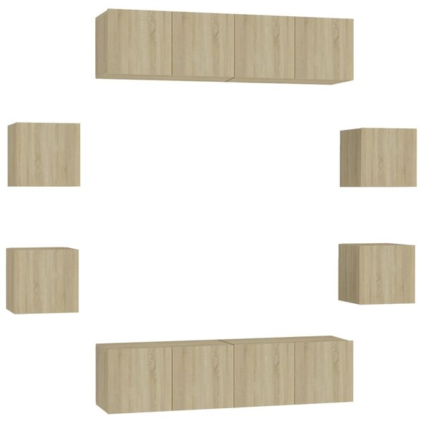 vidaXL Ensemble de meubles TV 8 Pièces Chêne sonoma Bois d'ingénierie