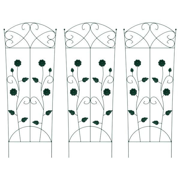 vidaXL Clôture de jardin 3 Pièces Vert 110 5 x 42 5 cm Acier