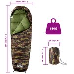 vidaXL Sac de couchage momie pour adultes camping 3 saisons