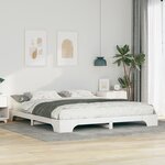 vidaXL Cadre de lit surélevé avec stockage Blanc Bois massif en pin