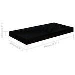 vidaXL Étagère murale flottante 4 Pièces Noir brillant 50x23x3 8 cm MDF