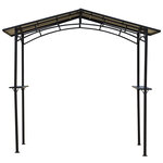 Pavillon jardin - abri barbecue - steakhouse 2 étagères - toit de barbecue - dim. 2 46L x 1 49l x 2 30H m - alu. métal noir toit polycarbonate