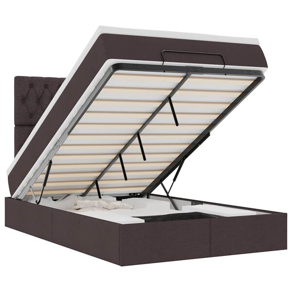 vidaXL Cadre de lit ottoman avec matelas marron foncé 120x200 cm tissu