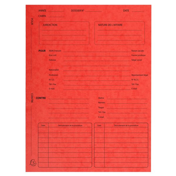 Paquet De 25 Dossiers De Procédure Carte Lustrée 25x32cm - Rouge - X 5 - Exacompta