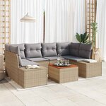 vidaXL Ensemble de canapé de jardin 7 Pièces Beige  gris clair