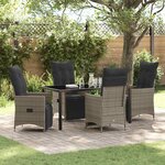 vidaXL Ensemble de salle à manger pour jardin 5 Pièces Gris Poly rotin