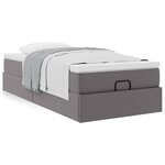 VidaXL Cadre de lit ottoman avec matelas gris 100x200 cm similicuir