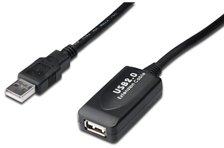 Rallonge USB 2.0 A mâle / femelle 25 m Noir DIGITUS