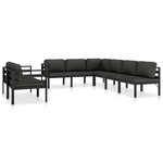 vidaXL Salon de jardin 8 Pièces avec coussins Aluminium Anthracite