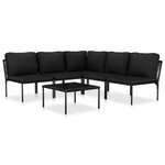 vidaXL Salon de jardin 6 Pièces avec coussins Noir PVC