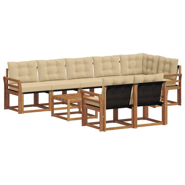 vidaXL Ensemble de canapés d'extérieur 9 pc Naturel et Beige