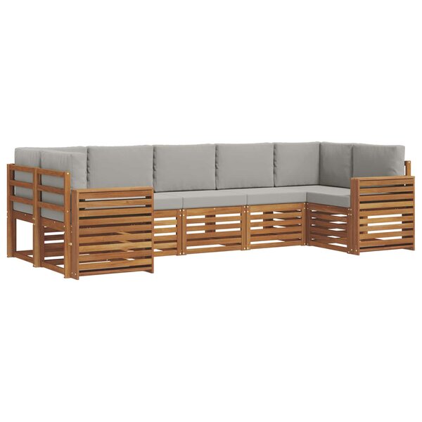 vidaXL Ensemble de canapés d'extérieur 7 pc Gris Naturel et Clair