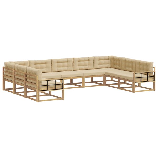 vidaXL Ensemble de canapés d'extérieur 9 pc Blanc et Beige