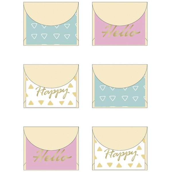 Lot de 6 mini enveloppes 5 x 4 cm - Happy
