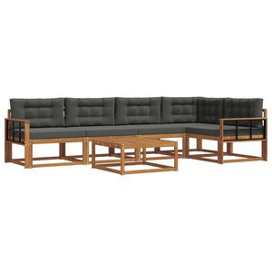 vidaXL Ensemble de canapés d'extérieur 6 Pièces Naturel et Anthracite