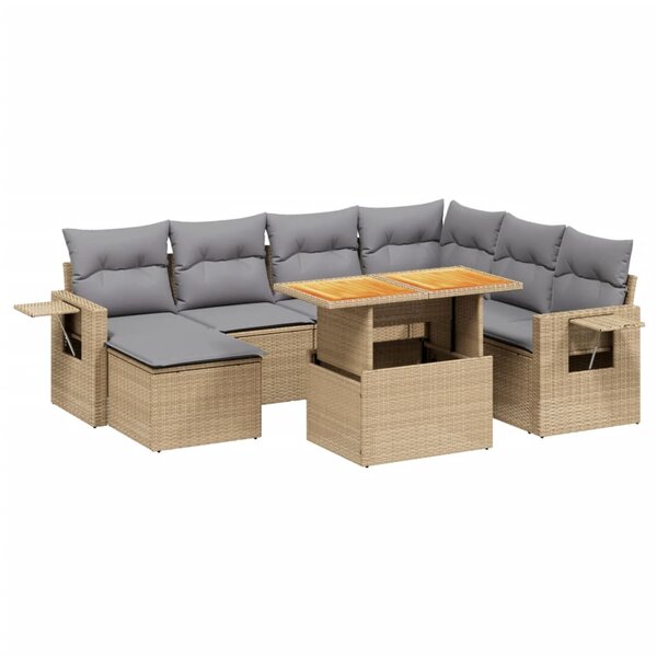 vidaXL Salon de jardin avec coussins 8 Pièces beige résine tressée