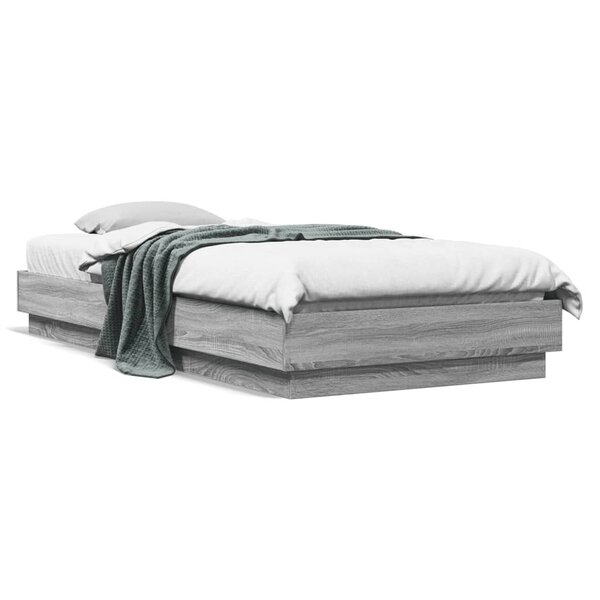 vidaXL Cadre de lit sans matelas sonoma gris 90x200 cm