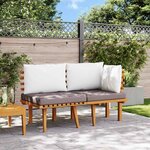 vidaXL Salon de jardin 2 Pièces avec coussins Bois d'acacia solide