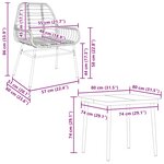 vidaXL Ensemble à manger de jardin 3Pièces marron résine tressée verre
