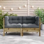 vidaXL Canapé d'angle de jardin avec coussins 2 Pièces bois pin imprégné