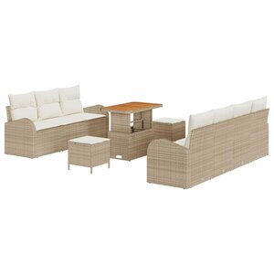 vidaXL Ensemble de canapé de jardin 10 Pièces Beige polyrotin