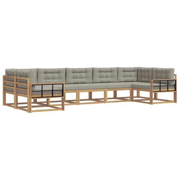 vidaXL Ensemble de canapés d'extérieur 7 Pièces Blanc et gris clair