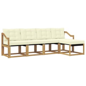 vidaXL Ensemble de canapés d'extérieur 5 Pièces Blanc et crème