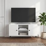 vidaXL Meuble TV Blanc brillant 102 x 34 5 x 50 cm Bois d'ingénierie