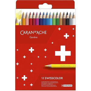 Etui de 18 crayons de couleur swisscolor permanents assortis caran d'ache