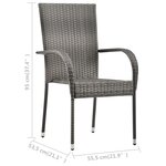 vidaXL Chaises empilables d'extérieur lot de 6 Gris Résine tressée
