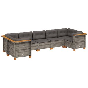 vidaXL Salon de jardin avec coussins 7 Pièces gris résine tressée