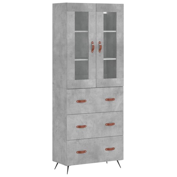 vidaXL Buffet haut Gris béton 69 5x34x180 cm Bois d'ingénierie