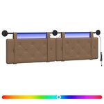 vidaXL Tête de lit suspendue Avec lumière LED Cappuccino Simili cuir