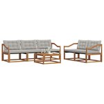 vidaXL Ensemble de canapés d'extérieur 6 Pièces Gris Naturel et Clair