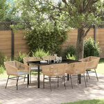 vidaXL Ensemble de salle à manger pour jardin 7 Pièces Marron Poly rotin
