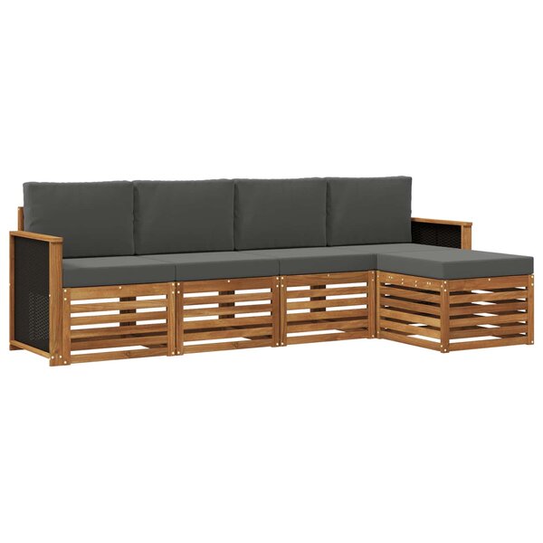 vidaXL Ensemble de canapés d'extérieur 5 Pièces Naturel et Anthracite
