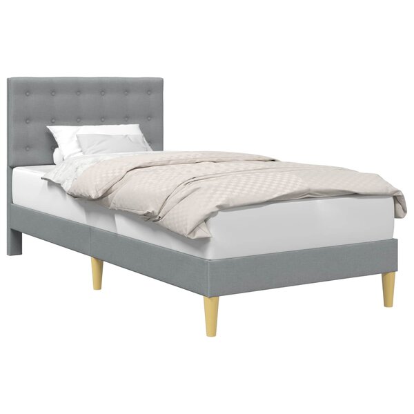 vidaXL Cadre de lit avec tête de lit Gris clair 90 x 190 cm Tissu