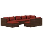vidaXL Salon de jardin avec coussins 9 Pièces marron résine tressée