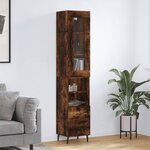 vidaXL Buffet haut Chêne fumé 34 5x34x180 cm Bois d'ingénierie