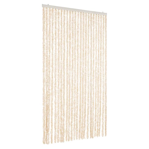 vidaXL Rideau anti-mouches beige et blanc 100x200 cm chenille