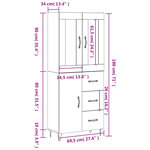vidaXL Buffet haut Gris béton 69 5x34x180 cm Bois d'ingénierie