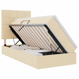 vidaXL Lit de rangement LED avec matelas Crème 90 x 190 cm Tissu