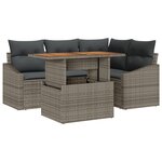 vidaXL Ensemble de salle à manger de jardin 5 pièces avec coussins en rattan polygris et en acacia