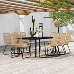 vidaXL Ensemble à manger de jardin 9 Pièces Chêne