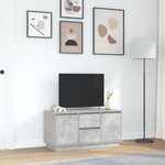vidaXL Meuble TV avec lumières LED gris béton 100x41x50 cm
