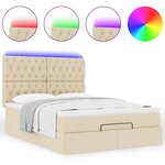 VidaXL Cadre de lit ottoman avec matelas crème 140x190 cm tissu