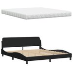 vidaXL Lit avec matelas noir 180x200 cm tissu