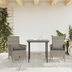 vidaXL Chaises de jardin avec coussins lot de 2 gris résine tressée